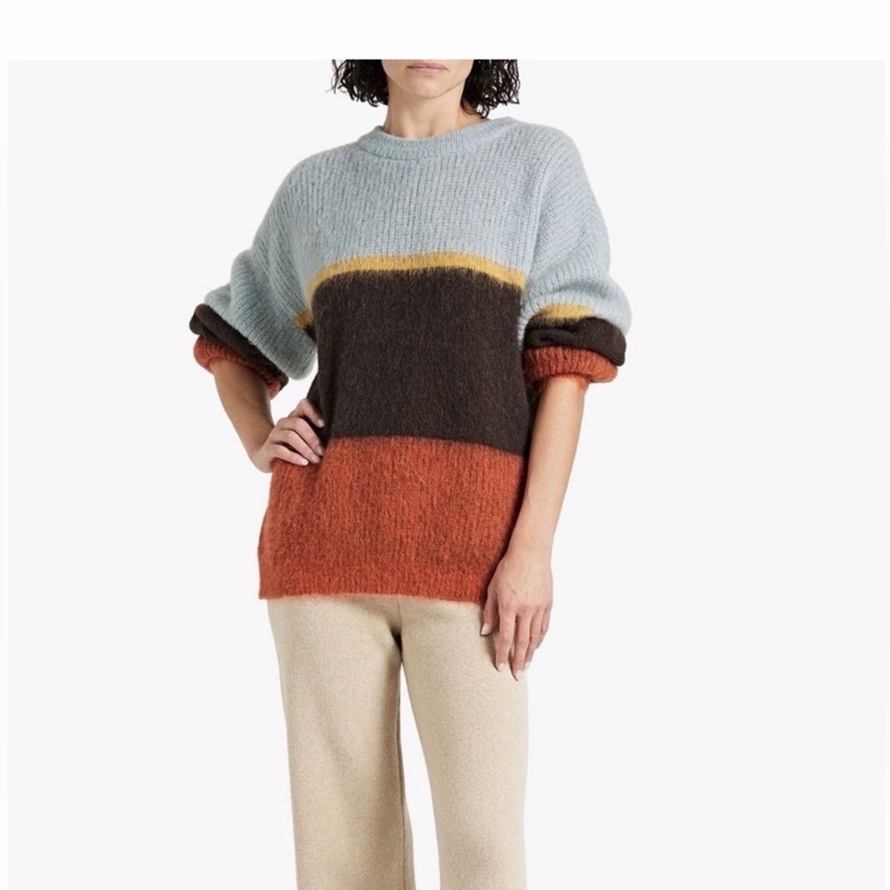 Nwt Cordova Alpaca Wool Three Tone Chocolate Oversized Sweater Size S